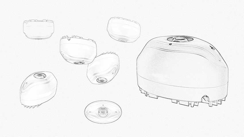 藍牙智能監控攝像頭外觀設計結構設計案例圖分析